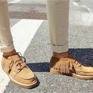 Womans Sperry x Rebecca Minkoff Tan Fringe Chukka Moccasin Boot Loafers Gum Sole